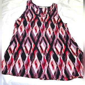 Sejour Sleeveless Multicolored Vneck Tank Top Blouse Shirt - Size 14W